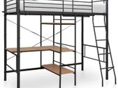 Bunk Bed with Table Frame Black Metal 90x200 cm