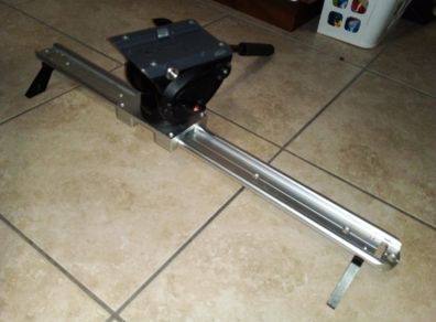 Opteka 600mm slider and manfrotto fluid head