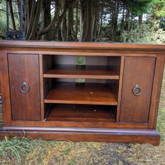 solid dark wood TV unit