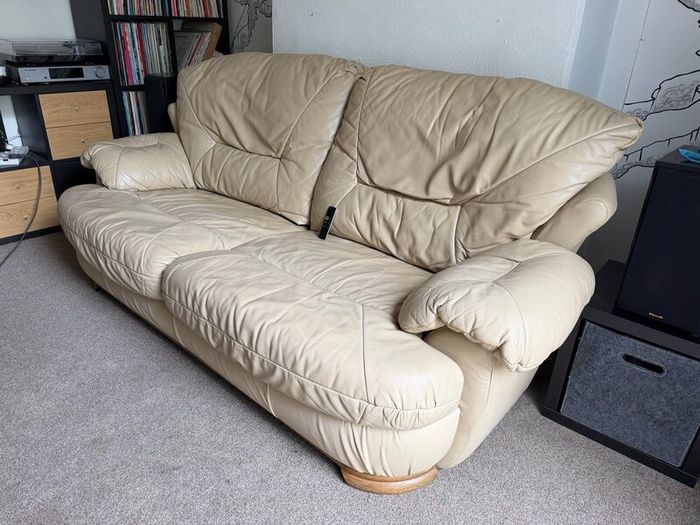 Free!- 3 seater sofa real leather hardwood