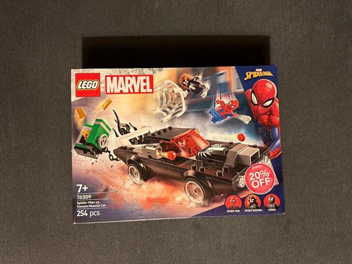 Brand New, Sealed LEGO Marvel 76309  Spider Man vs. Venom Muscle Car
