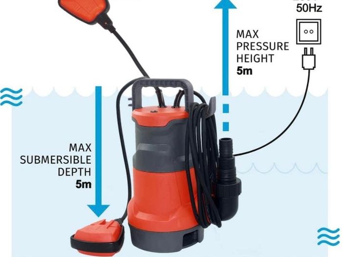 400W Submersible Pump for Clean Dirty Water 8000 LPH, Drain Water from Garden Pond Pool Hot Tub Flooded Cellar, with Float Switch and Hose Connector (FREE POSTAGE)