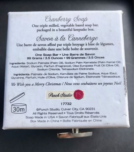 Cranberry Soap Bar in Music Box