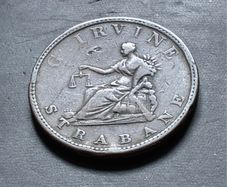 Irish G Irvine Strabane 1813 penny token