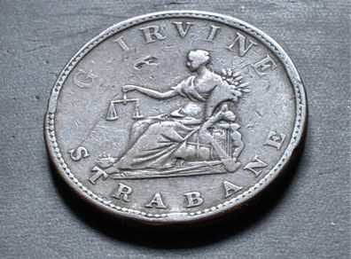 Irish G Irvine Strabane 1813 penny token