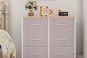 Chest of Drawers for Bedroom with 6 Drawers, Wide Storage Organizer Fabric Dresser for Closet Nursery Bedside Living Room Laundry Entryway Hallway, Ash Grey