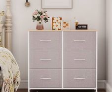 Chest of Drawers for Bedroom with 6 Drawers, Wide Storage Organizer Fabric Dresser for Closet Nursery Bedside Living Room Laundry Entryway Hallway, Ash Grey