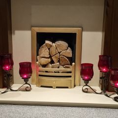Antique Red Glass Candle Holders