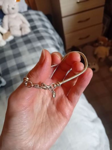 Silver toned bracelet with a heart shaped charm