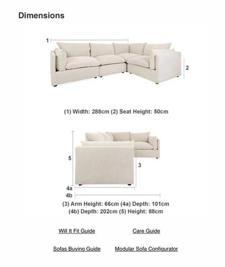 Cream Fabric Corner Sofa