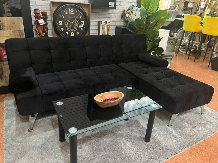 Black Velvet Nordic Comfort Chaise Sofa,198cm