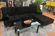 Black Velvet Nordic Comfort Chaise Sofa,198cm