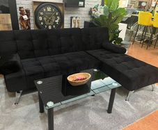 Black Velvet Nordic Comfort Chaise Sofa,198cm