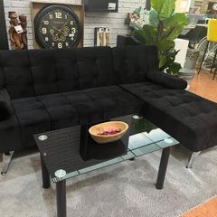 Black Velvet Nordic Comfort Chaise Sofa,198cm
