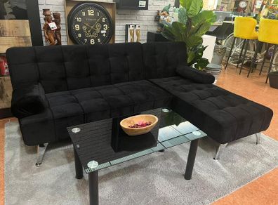 Black Velvet Nordic Comfort Chaise Sofa,198cm