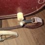 Antique Burgundy Doll's Pram, Manufactured by Walker around the 1940s, It features a Coach-Built Style Carriage with distinctive Wire-Spoke Wheels and Hard Rubber Tires Collection Only Image 9