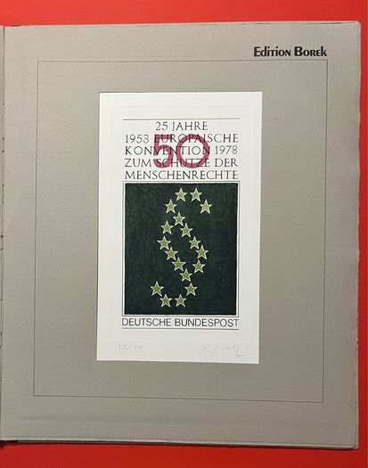 1978 Germany Borek Edition with slipcase. Contains stamps with 12 graphics under mounts with competition designs for postage stamps Germany