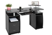 Computer Desk Office Table with Extendible Keyboard Shelf and Two Drawers Various Colour Black