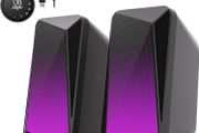 C30 Bluetooth PC Speakers for Desktop Computer, Monitor, Laptop, Gaming, 3.5mm Aux input, USB Powered, Colourful LED Lighting, Stereo 2.0, 1 Pair