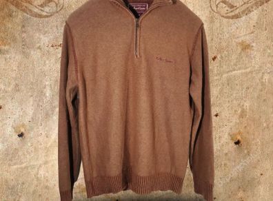 Marlboro Classics 1/4 Zip Jumper Sweater Pullover Brown Red Size Large