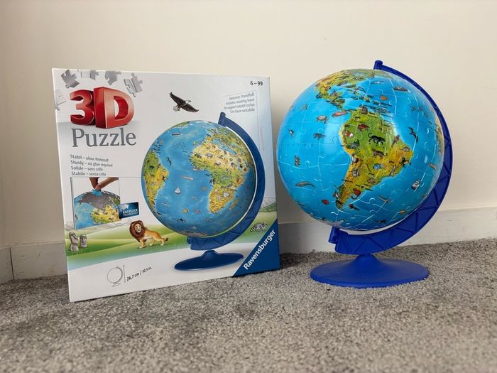3D puzzle children globe  26.7cm height 180 numbered puzzle