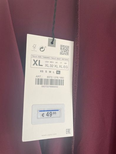 Zara wrap pleated dress burgundy size 14 New