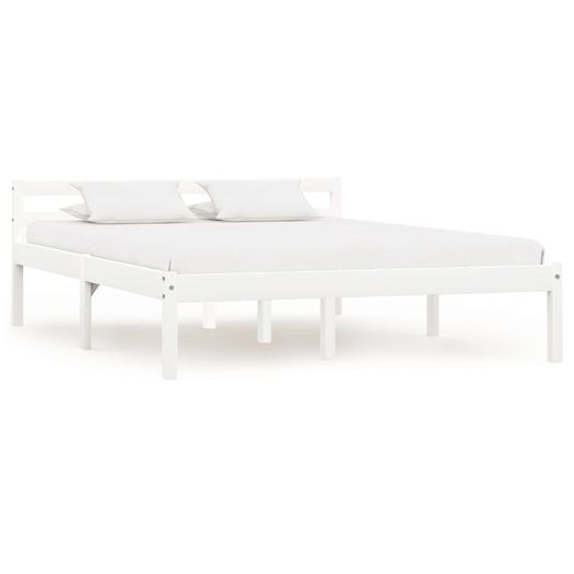 Bed Frame White Solid Pine Wood 120x200 cm