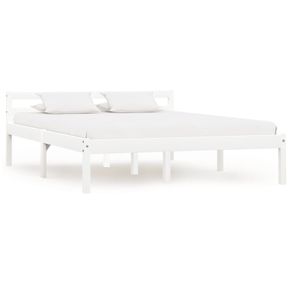 Bed Frame White Solid Pine Wood 120x200 cm