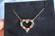 18k Gold Multigem stones Heart Necklace