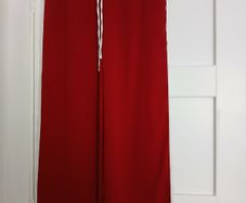 Red trousers (scarlet/maroon red) with white side stripe, size 14, regular leg length, new with tag