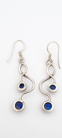 925 Vintage Sterling Silver And Lapis Lazuli Earrings