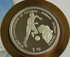 RARE Silver Football soccer world cup coin in stamp cover