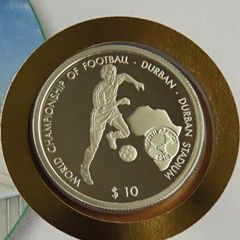 RARE Silver Football soccer world cup coin in stamp cover