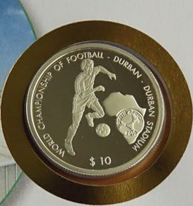 RARE Silver Football soccer world cup coin in stamp cover