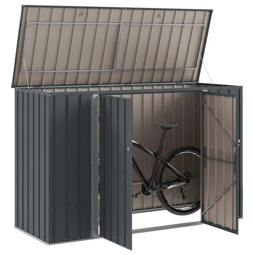 Garden Storage Box Black 214 x 82 x 132 cm Steel
