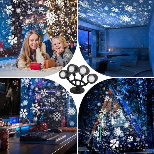 Outdoor Snowflake Projector Lights 4 Head IP44 Waterproof
