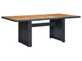 Garden Table Dark Grey Poly Rattan and Solid Acacia Wood