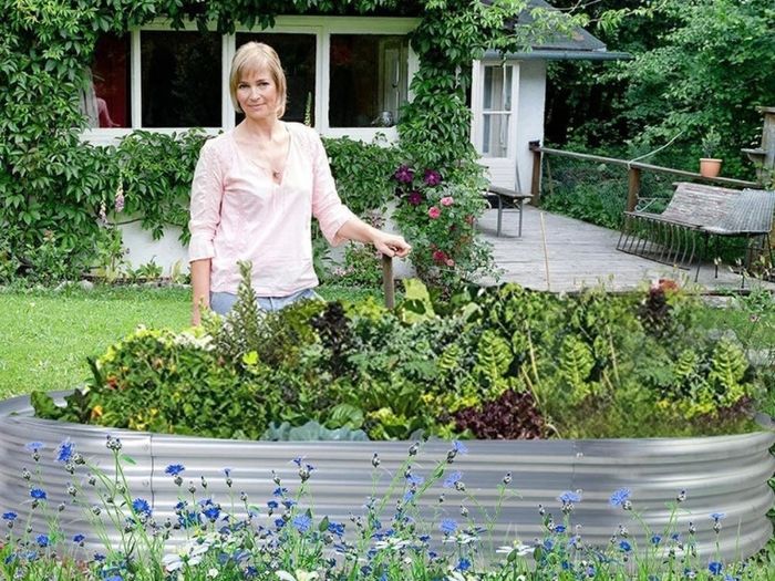 Galvanized Raised Garden Bed Kit, Galvanized Planter Raised Garden Boxes Outdoor, Oval Large Metal Raised Garden Beds for Vegetables (FREE POSTAGE)