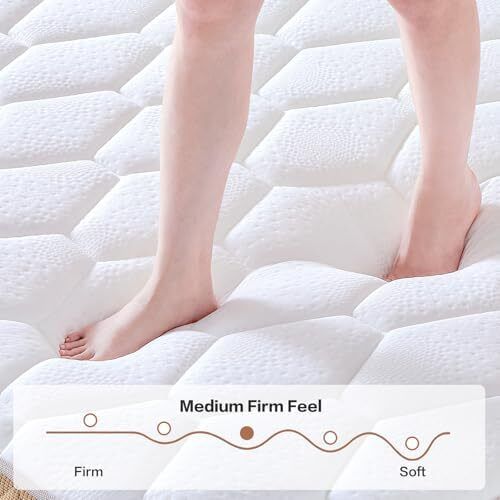 Double Mattresses 4FT6 Memory Foam Mattress, 7-Zone Pocket Sprung Double Bed Mattress with Soft Knitted Fabric, Medium Firm, Motion Isolation, Hybrid Mattress in a Box