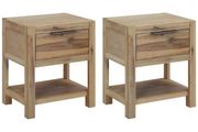 Nightstands with Drawers 2 pcs 40x30x48 cm Solid Acacia Wood