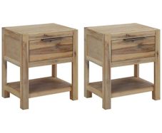 Nightstands with Drawers 2 pcs 40x30x48 cm Solid Acacia Wood