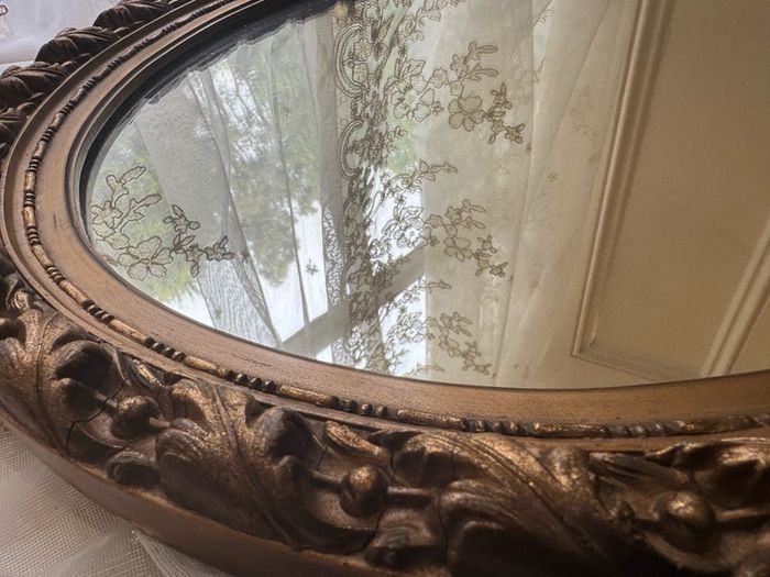 Vintage French Gilt Oval Mirror Made in France