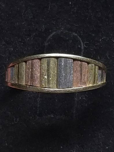 Vintage Italian 14ct Gold Ring 14KT Three Colour Gold Band Size 51.5 / 52