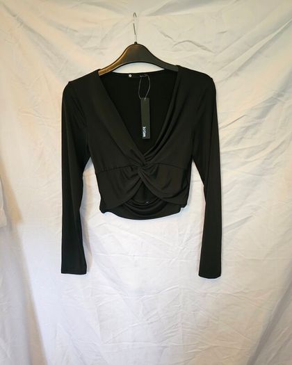Krisa Revolve Black Cutout Crop Top