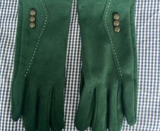 Green suede gloves