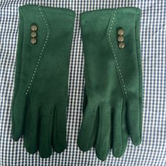 Green suede gloves