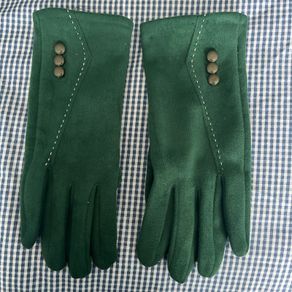 Green suede gloves