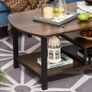 Industrial Coffee Table, Rectangular Sofa Table with Storage Shelves for Living Room, Bedroom, Office, Brown Image 6