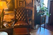 Beautiful Leather Armchair &amp; Footstool