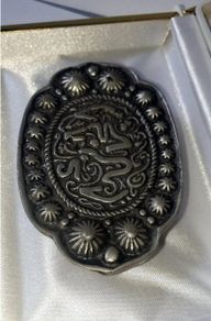 Pristine Vintage Ornate Silver Belt Buckle